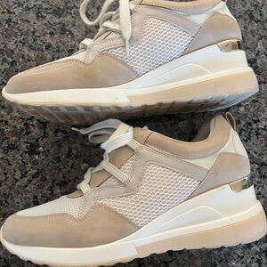 Women's Cream and White wedge Sneakers